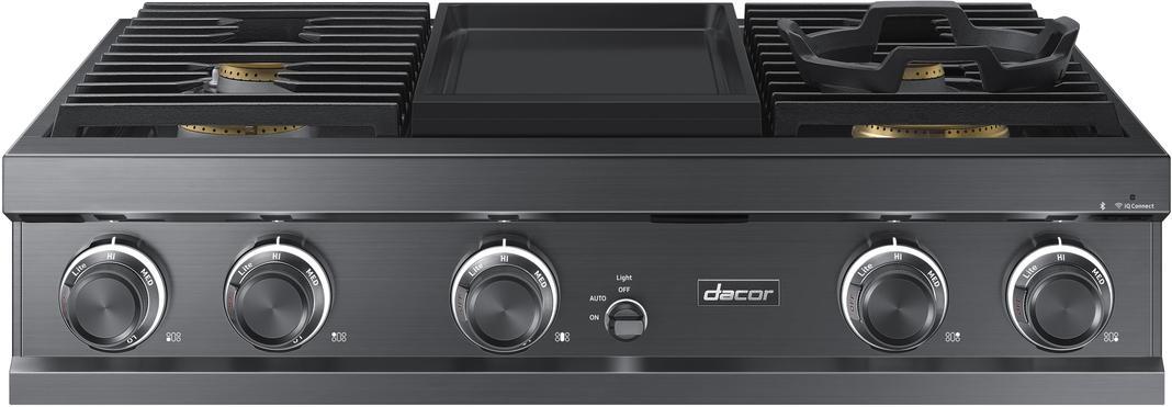 Dacor - 36 inch wide Gas Cooktop in Black Stainless - DTT36M974LM