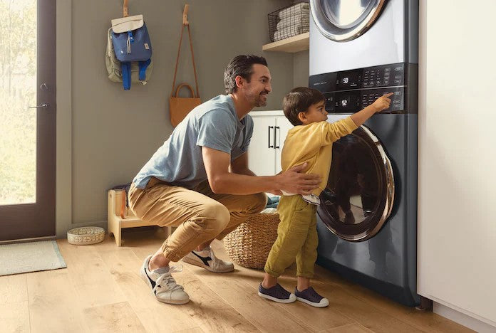 Electrolux - 5.2 cu. Ft Front Load Washer And 8 cu. Ft Dryer Laundry Tower in Titanium - ELTE760CAT