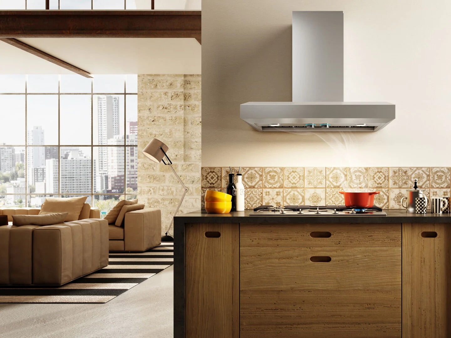 Elica - 36 Inch 600 CFM Wall Mount and Chimney Range Vent in Stainless - EVV636S1