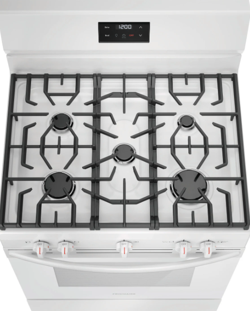 Frigidaire - 30 Inch 5.1 cu. ft Gas Range in White - FCRG3052BW