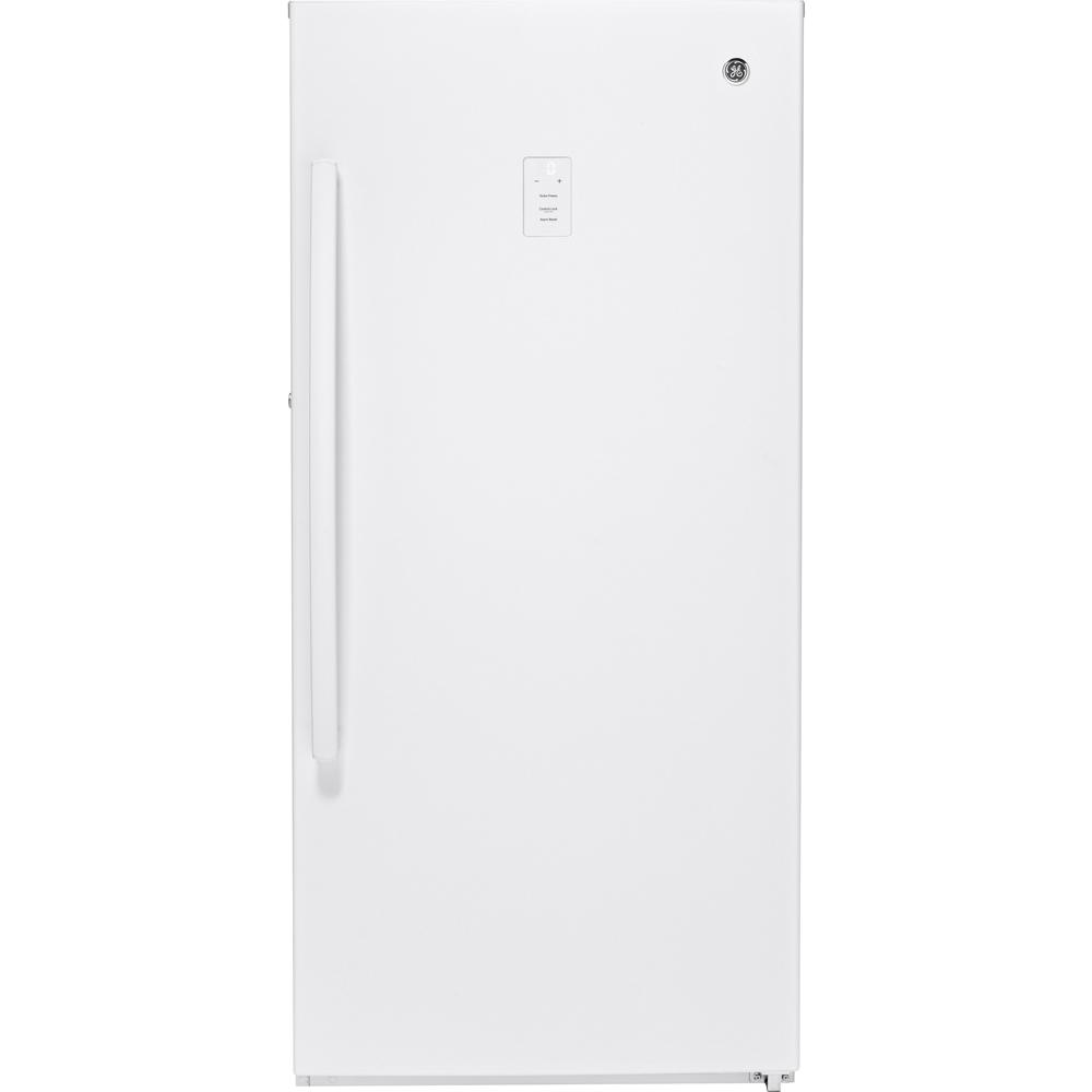 GE - 14.1 cu. Ft Upright Freezer in White - FUF14DLRWW