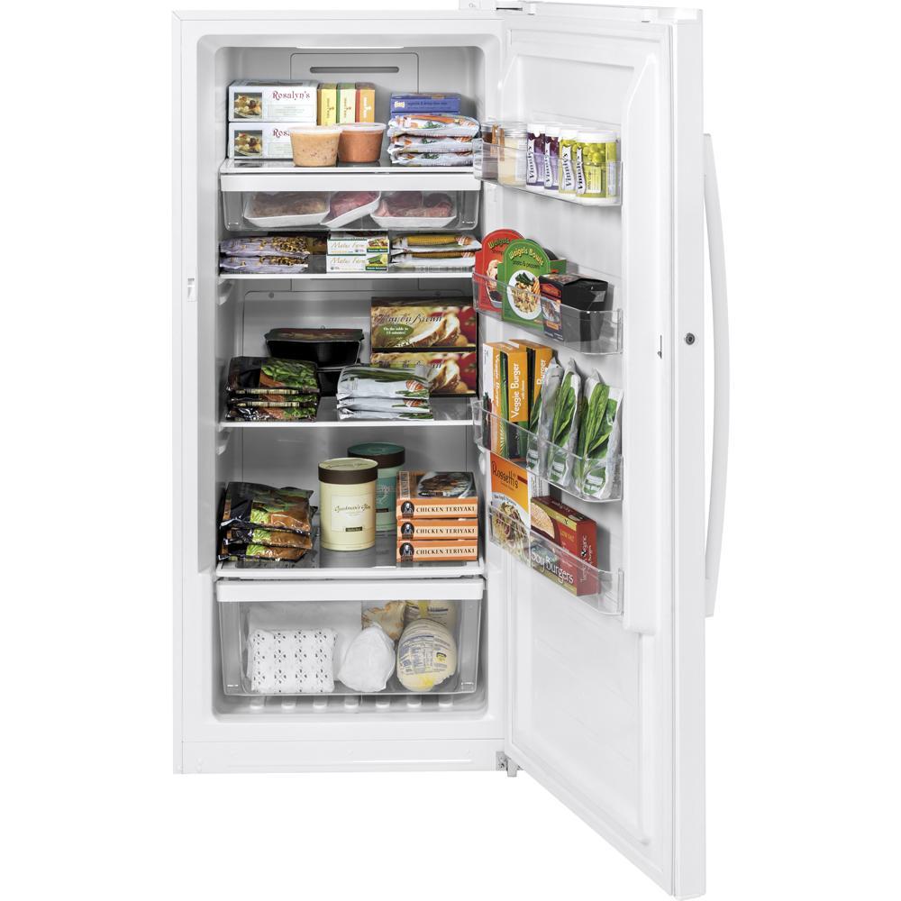 GE - 14.1 cu. Ft Upright Freezer in White - FUF14DLRWW