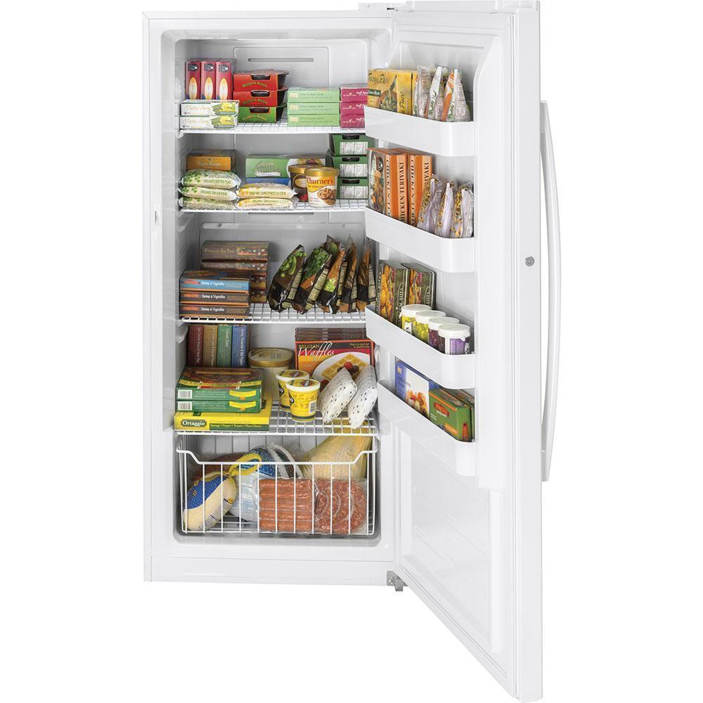 GE - 14.1 cu. Ft Upright Freezer in White - FUF14SMRWW