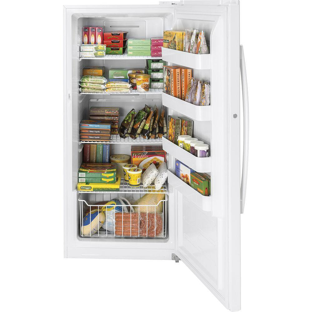 GE - 14.1 cu. Ft Upright Freezer in White - FUF14SMRWW
