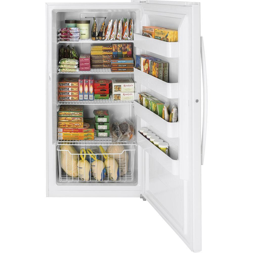 GE - 17.3 cu. Ft Upright Freezer in White - FUF17SMRWW