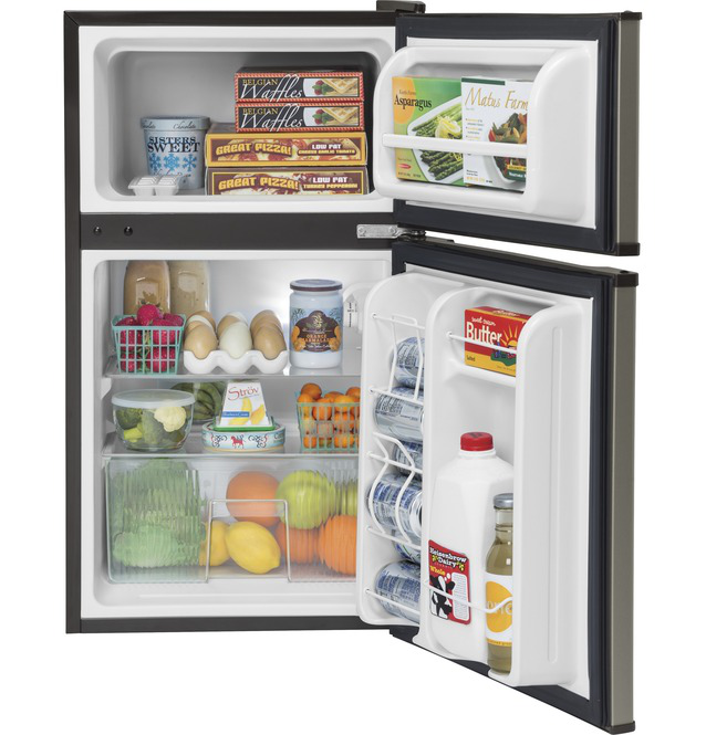 GE - 18.75 Inch 3.1 cu. ft Mini Fridge Refrigerator in Grey - GDE03GMKED