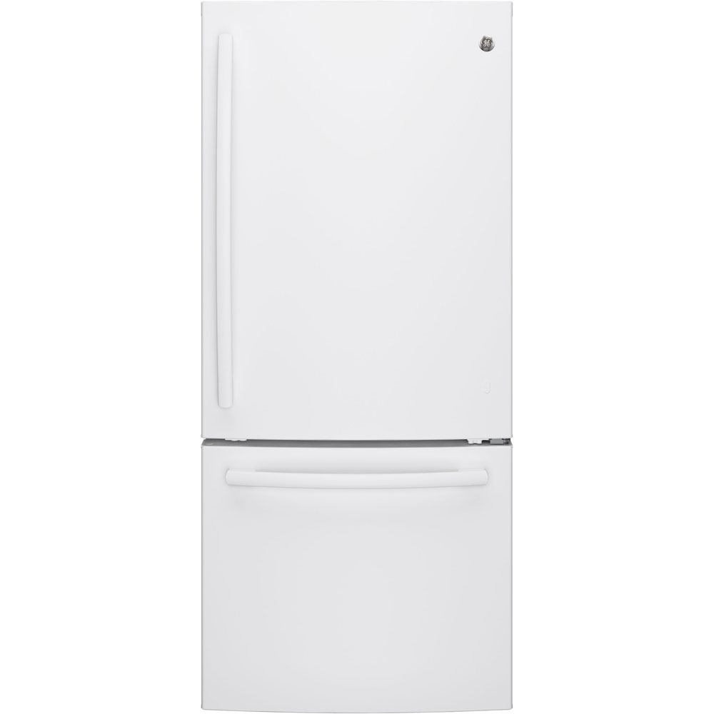 GE - 29.75 Inch 20.9 cu. ft Bottom Mount Refrigerator in White - GDE21DGKWW
