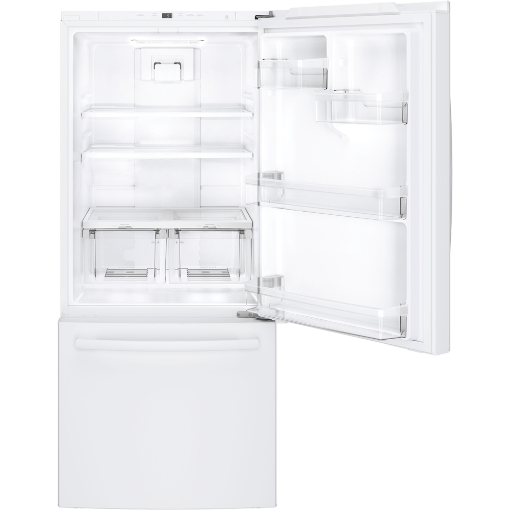 GE - 29.75 Inch 20.9 cu. ft Bottom Mount Refrigerator in White - GDE21DGKWW