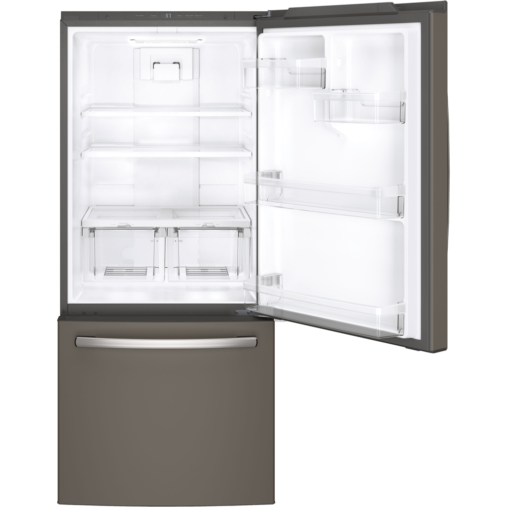 GE - 29.75 Inch 20.9 cu. ft Bottom Mount Refrigerator in Grey - GDE21DMKES