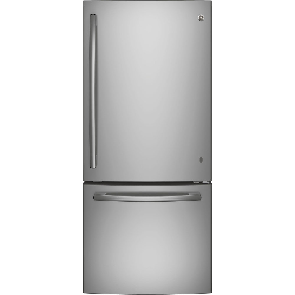 GE - 29.75 Inch 20.9 cu. ft Bottom Mount Refrigerator in Stainless - GDE21DSKSS