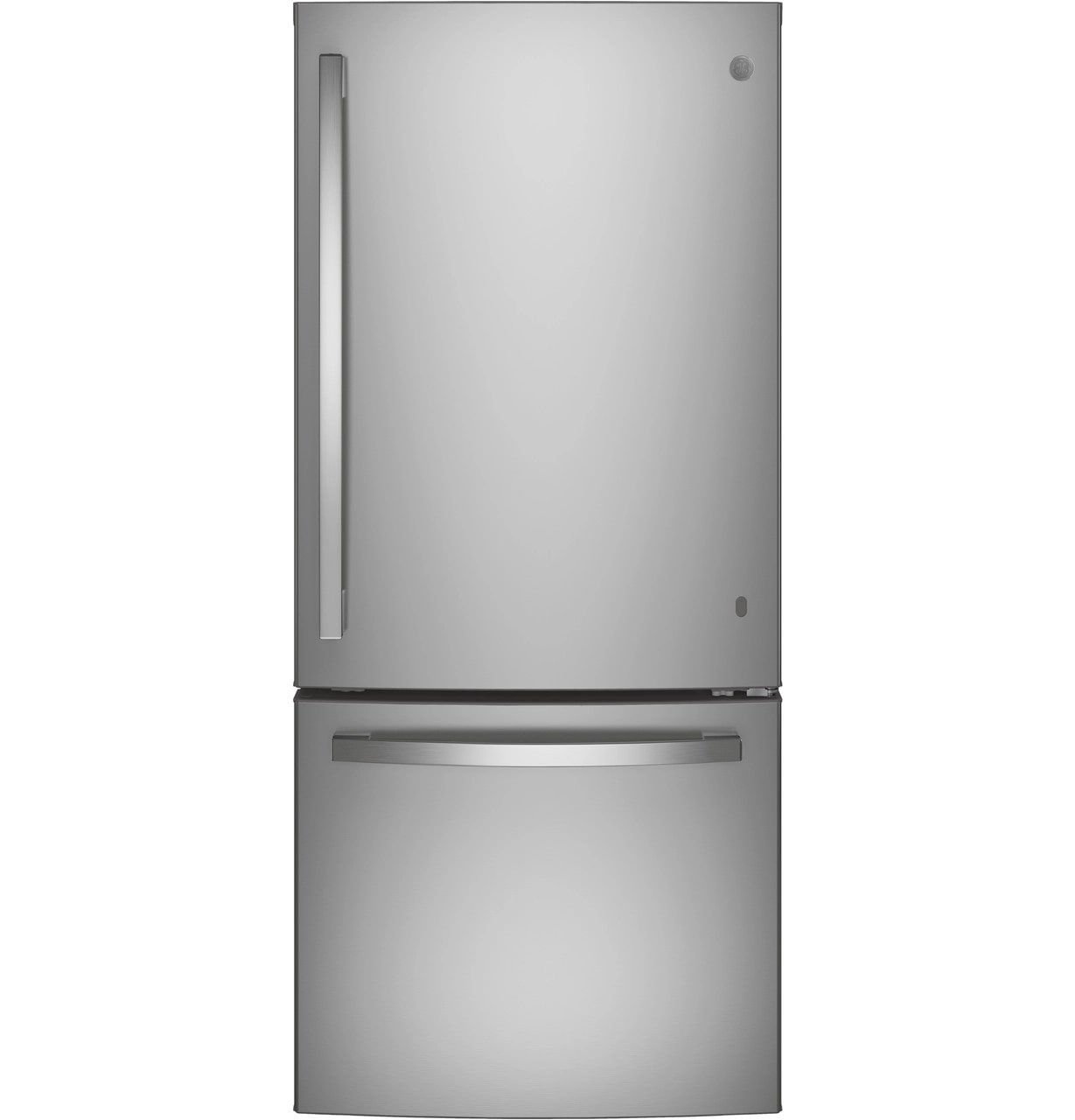 GE - 29.75 Inch 21 cu. ft Bottom Mount Refrigerator in Stainless - GDE21ESKSS