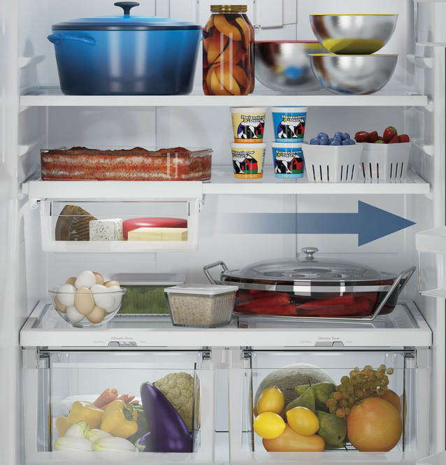 GE - 32.75 Inch 24.8 cu. ft Bottom Mount Refrigerator in Stainless - GDE25ESKSS