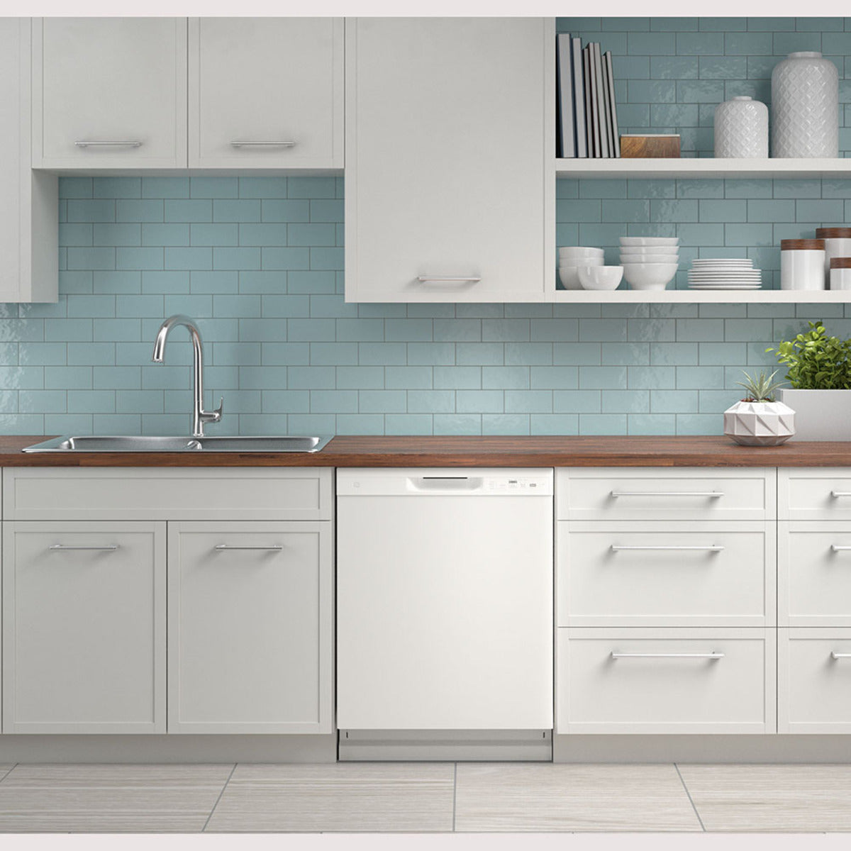 GE - 59 dBA Built In Dishwasher in White - GDF510PGRWW