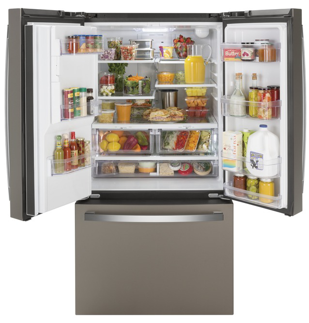 GE - 35.75 Inch 25.6 cu. ft French Door Refrigerator in Grey - GFE26JMMES