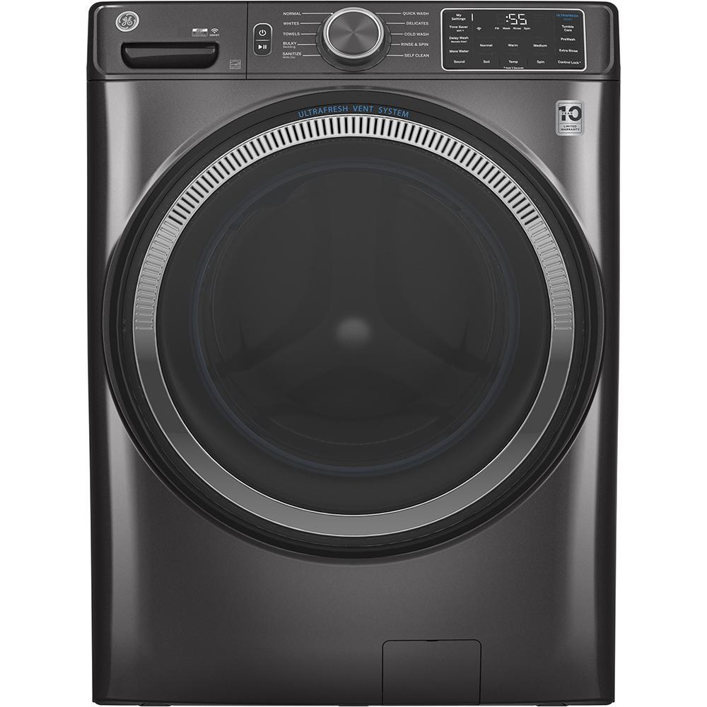 GE - 5.5 cu. Ft Front Load Washer in Grey - GFW550SMNDG