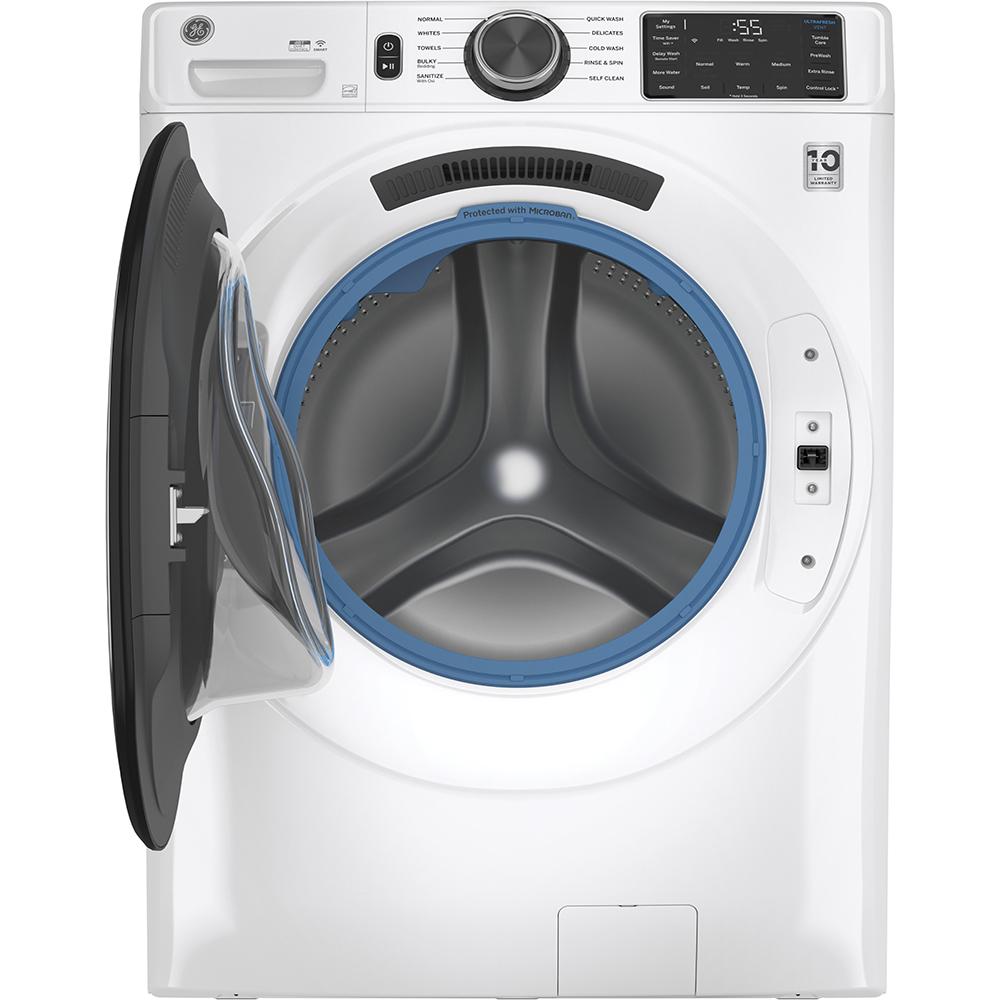 GE - 5.5 cu. Ft Front Load Washer in White - GFW550SMNWW