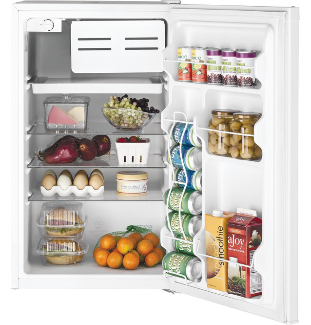 GE - 19.75 Inch 4.4 cu. ft Mini Fridge Refrigerator in White - GME04GGKWW