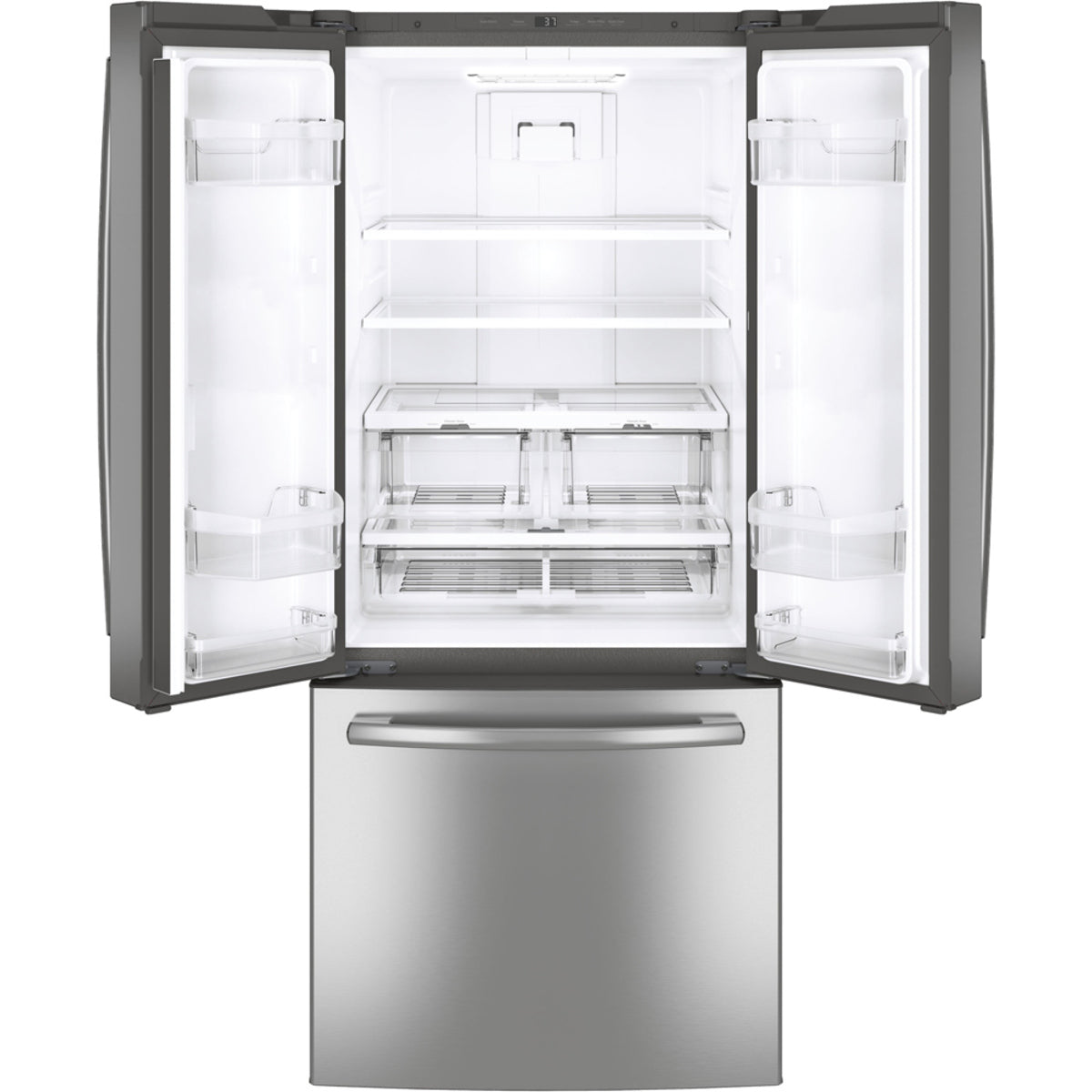 GE - 29.75 Inch 20.8 cu. ft French Door Refrigerator in Stainless - GNE21DYRKFS