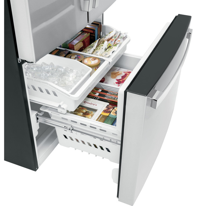 GE - 35.75 Inch 27 cu. ft French Door Refrigerator in Stainless - GNE27EYMFS