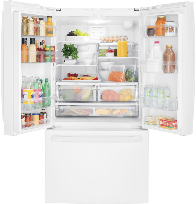 GE - 35.75 Inch 27 cu. ft French Door Refrigerator in White - GNE27JGMWW