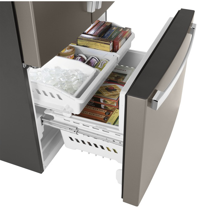 GE - 35.75 Inch 27 cu. ft French Door Refrigerator in Grey - GNE27JMMES