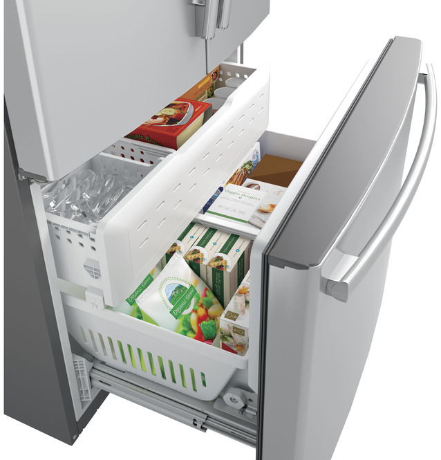 GE - 35.75 Inch 28.7 cu. ft French Door Refrigerator in Stainless - GNE29GSKSS