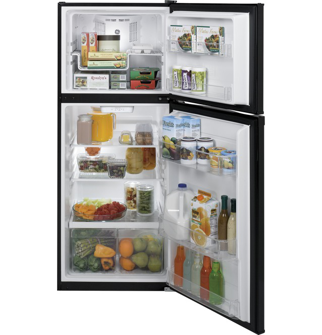 GE - 24 Inch 11.6 cu. ft Top Mount Refrigerator in Black - GPE12FGKBB