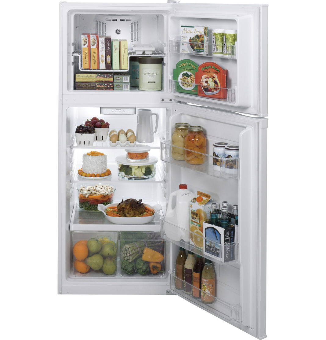 GE - 24 Inch 11.6 cu. ft Top Mount Refrigerator in White - GPE12FGKWW