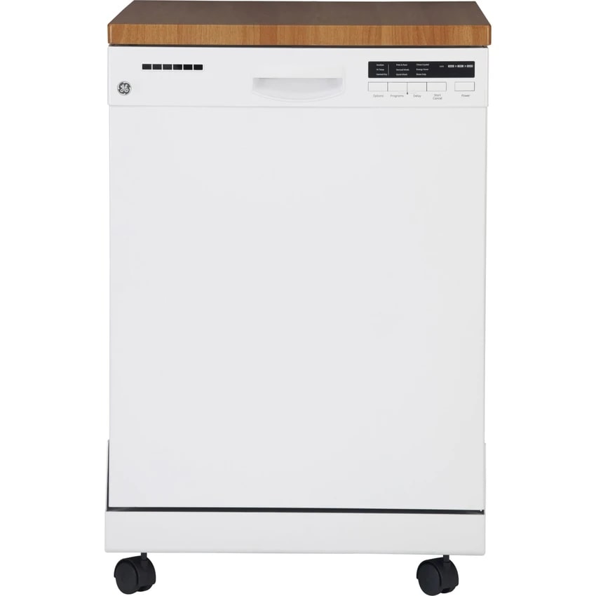 GE - 57 dBA Portable Dishwasher in White - GPF400SGFWW