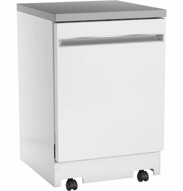 GE - 54 dBA Portable Dishwasher in White - GPT225SGLWW