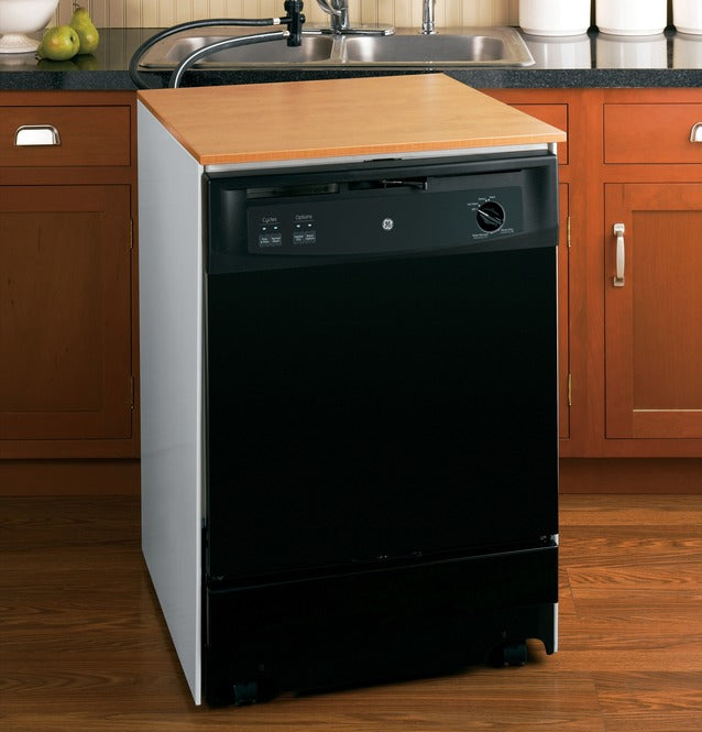 GE - 64 dBA Portable Dishwasher in Black - GSC3500DBB