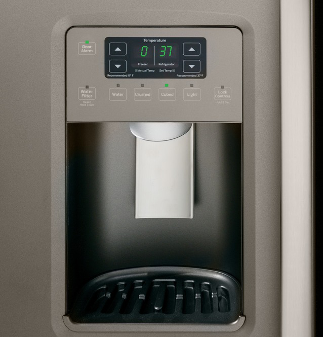 GE - 32.75 Inch 23.2 cu. ft Side by Side Refrigerator in Grey - GSS23HMHES