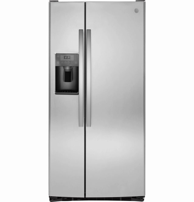 GE - 32.75 Inch 23.2 cu. ft Side by Side Refrigerator in Stainless - GSS23HSHSS