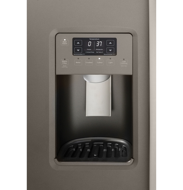 GE - 35.75 Inch 25.3 cu. ft Side by Side Refrigerator in Grey - GSS25GMHES