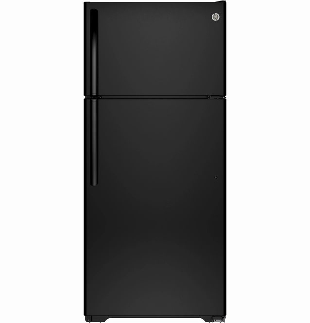 GE - 28 Inch 15.5 cu. ft Top Mount Refrigerator in Black - GTE16GTHBB