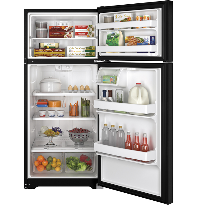 GE - 28 Inch 15.5 cu. ft Top Mount Refrigerator in Black - GTE16GTHBB