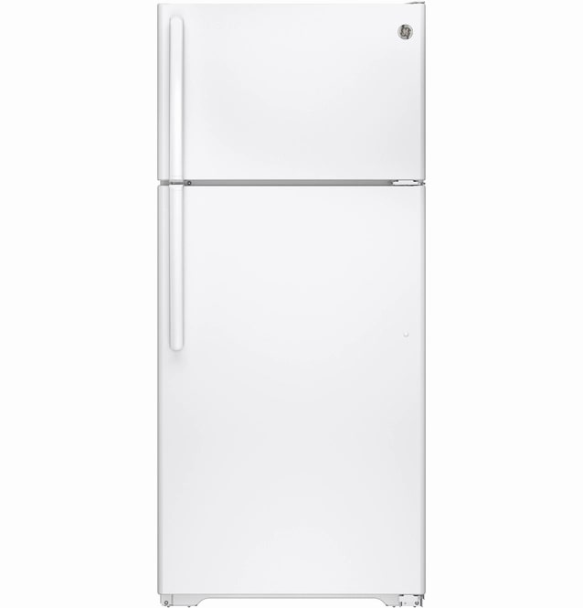 GE - 28 Inch 15.5 cu. ft Top Mount Refrigerator in White - GTE16GTHWW