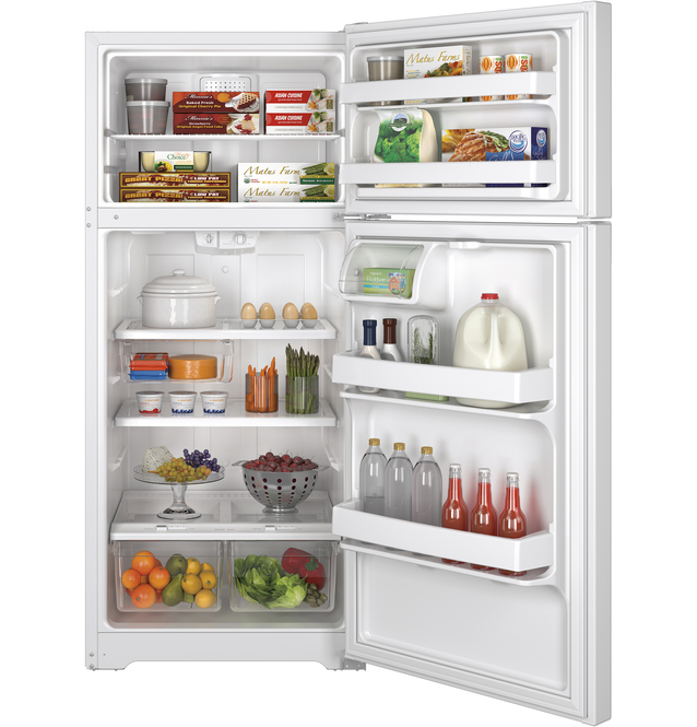 GE - 28 Inch 15.5 cu. ft Top Mount Refrigerator in White - GTE16GTHWW