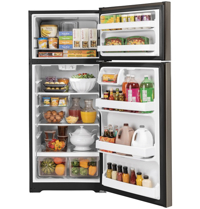 GE - 28 Inch 17.5 cu. ft Top Mount Refrigerator in Grey - GTE18GMNRES