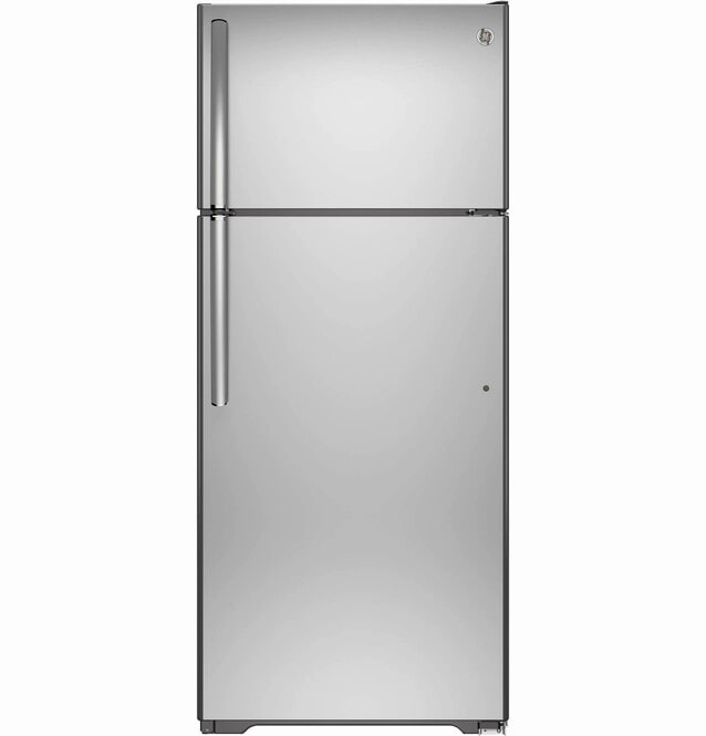 GE - 28 Inch 17.5 cu. ft Top Mount Refrigerator in Stainless - GTE18GSHSS