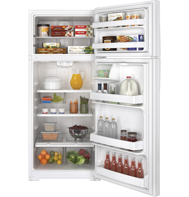 GE - 28 Inch 17.5 cu. ft Top Mount Refrigerator in White - GTE18GTHWW