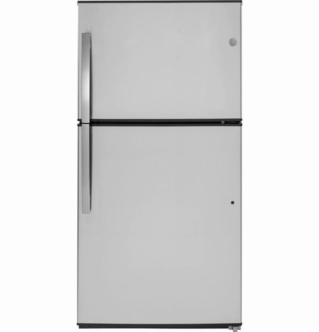 GE - 32.875 Inch 21.1 cu. ft Top Mount Refrigerator in Stainless - GTE21GSHSS
