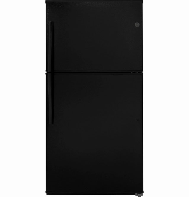 GE - 32.875 Inch 21.1 cu. ft Top Mount Refrigerator in Black - GTE21GTHBB