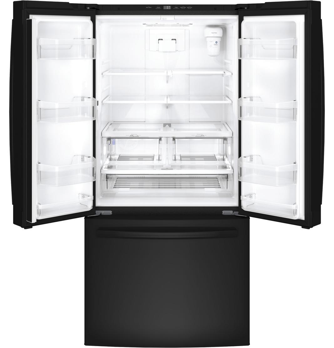 GE - 32.75 Inch 18.6 cu. ft French Door Refrigerator in Black - GWE19JGLBB