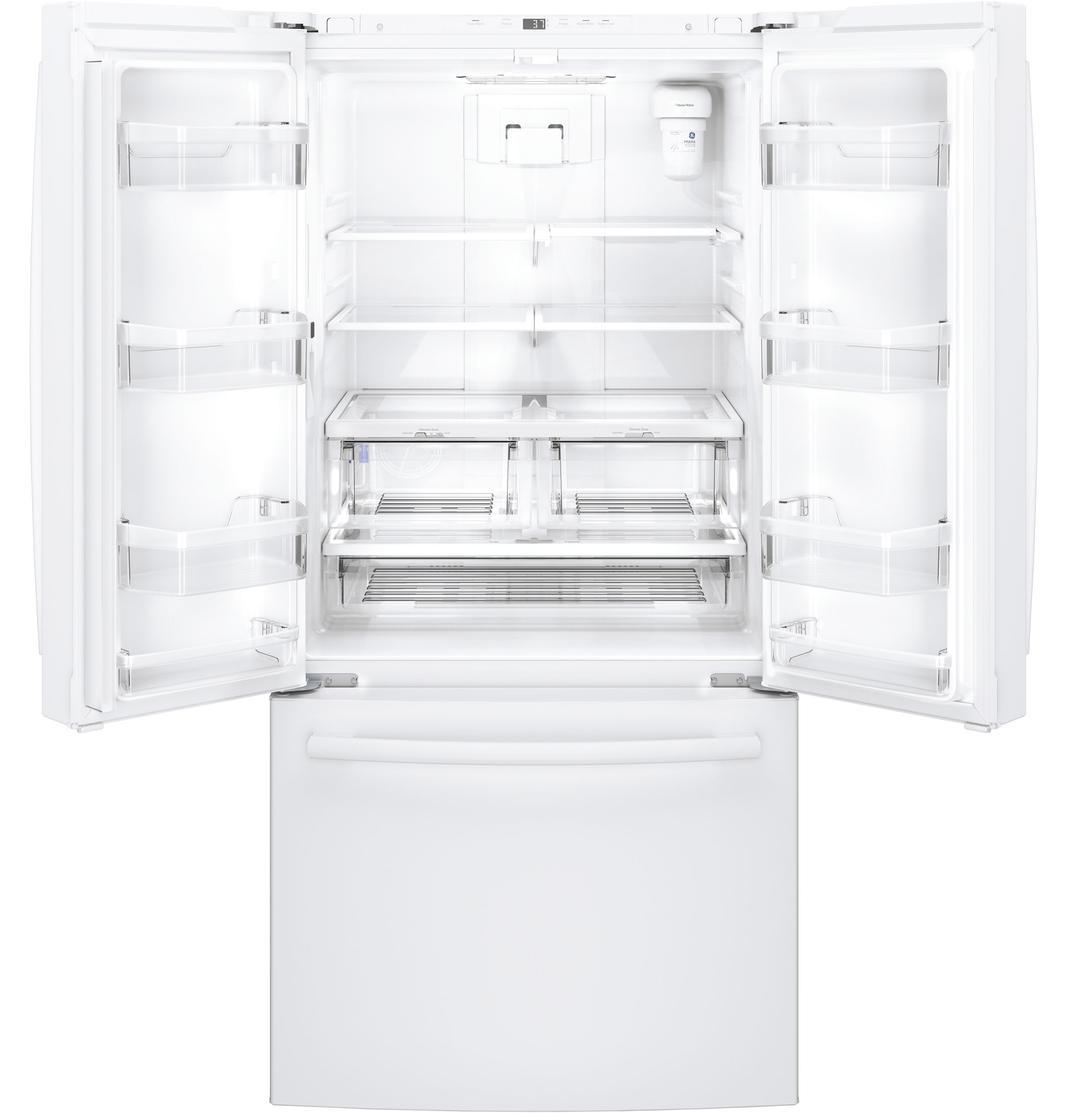 GE - 32.75 Inch 18.6 cu. ft French Door Refrigerator in White - GWE19JGLWW
