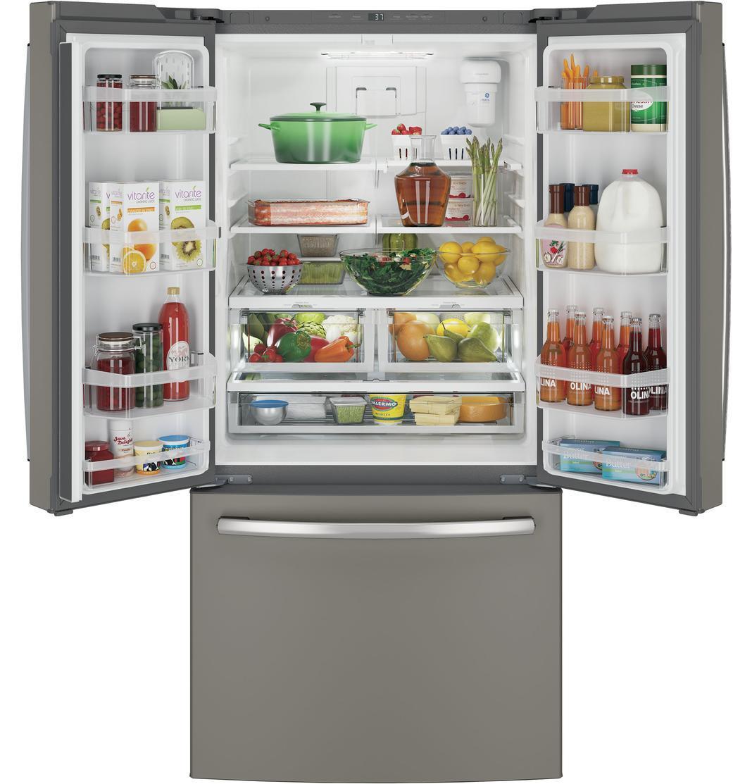 GE - 32.75 Inch 18.6 cu. ft French Door Refrigerator in Grey - GWE19JMLES