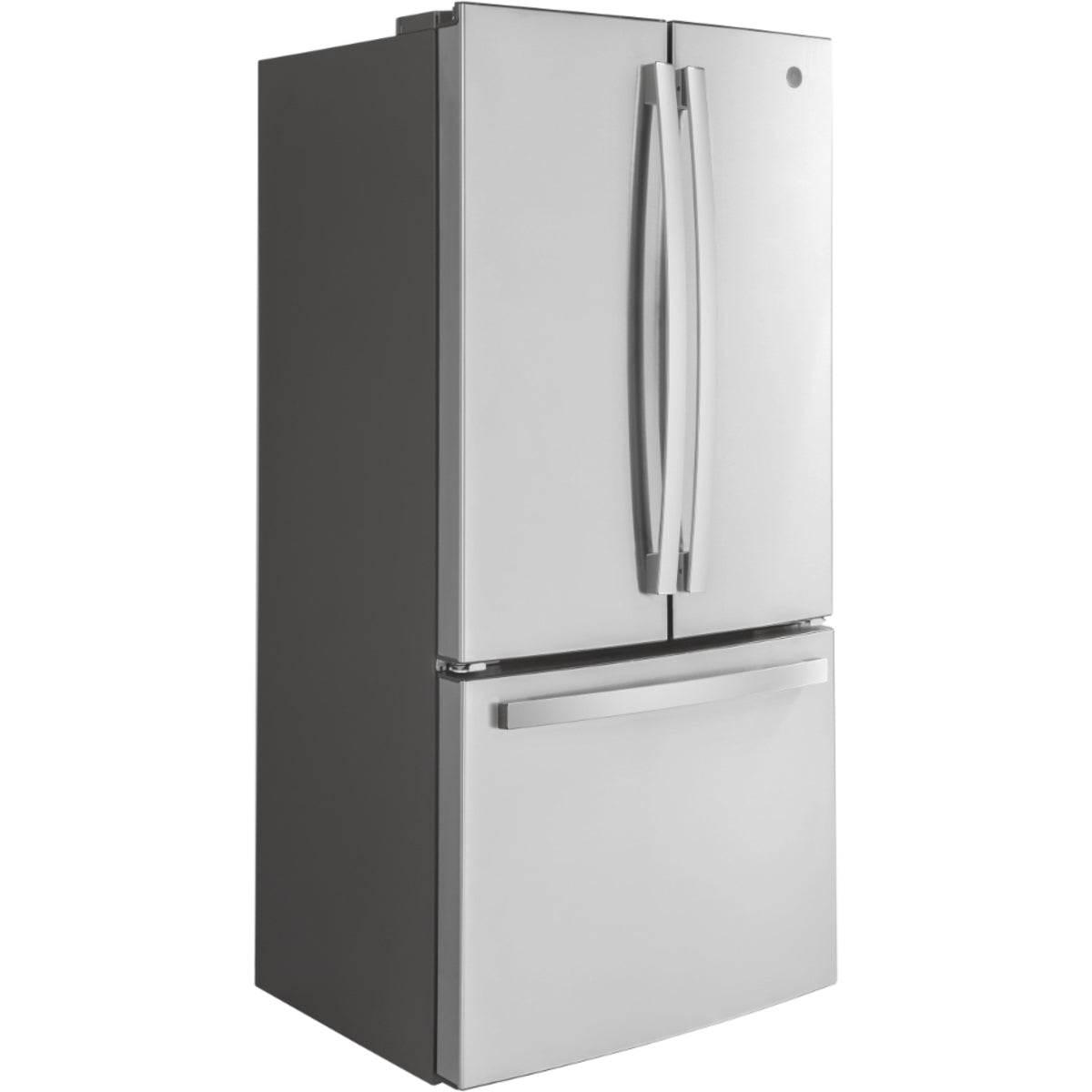 GE - 32.75 Inch 18.6 cu. ft French Door Refrigerator in Stainless - GWE19JYLFS
