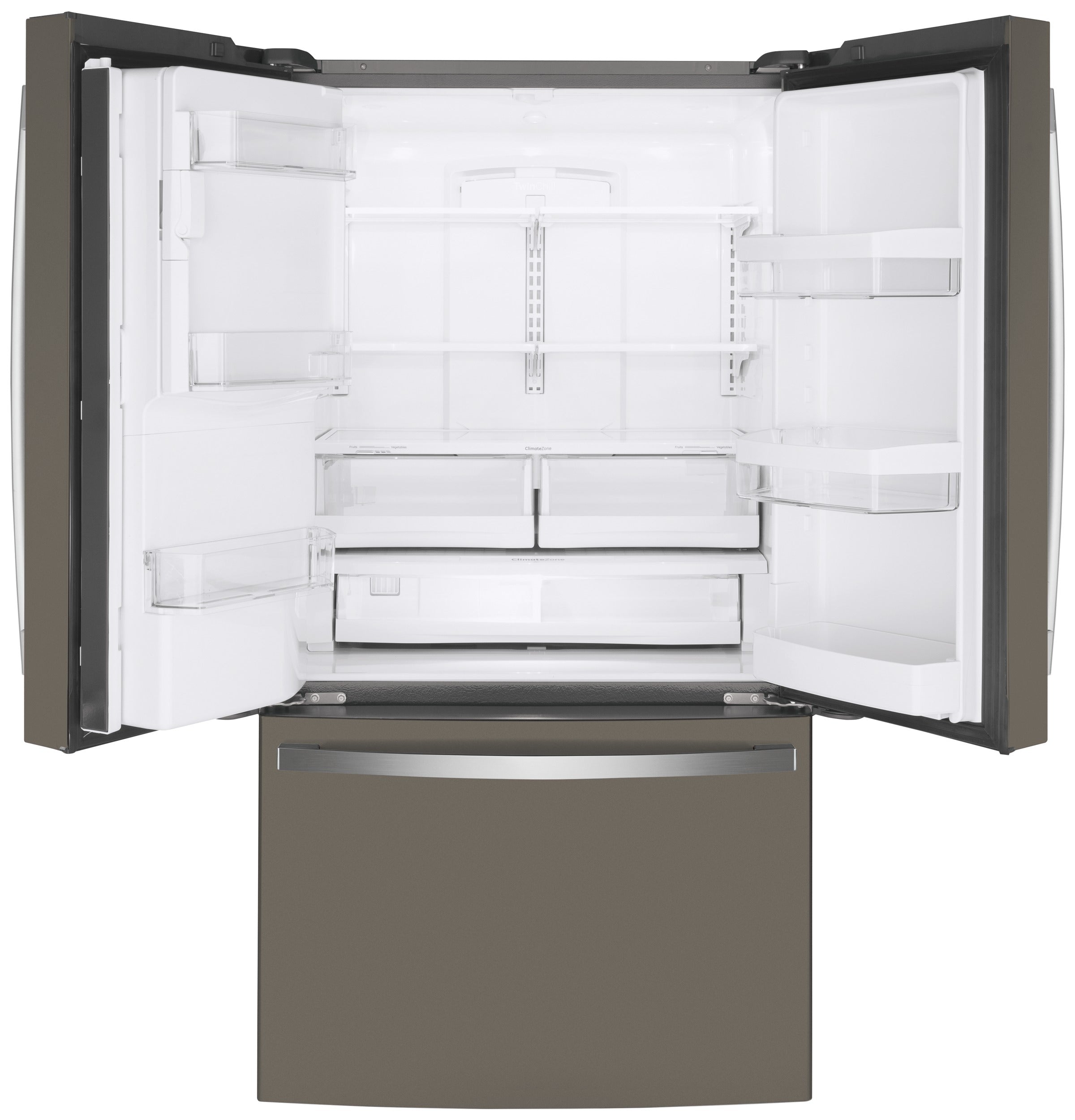 GE - 35.75 Inch 22.1 cu. ft French Door Refrigerator in Slate - GYE22GMNES