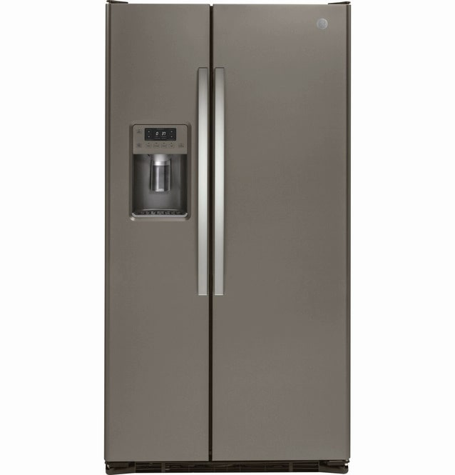 GE - 35.75 Inch 21.9 cu. ft Side by Side Refrigerator in Grey - GZS22DMJES