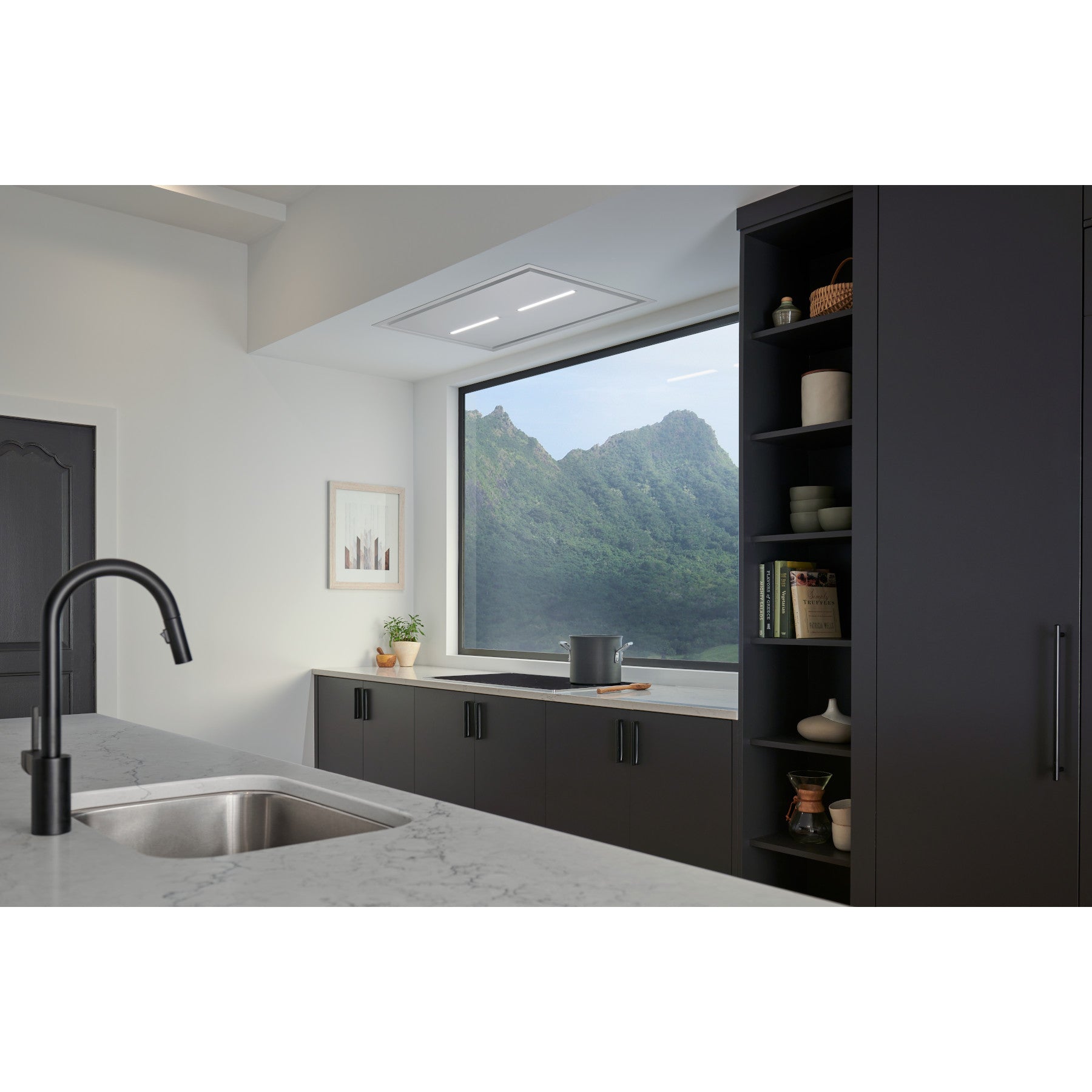 Best - 43.31 Inch Ceiling Mounted Range Hood Vent in White - HBC143EWH